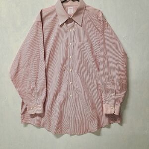 Brooks Brothers Men  Shirt Size 18-4/5 Stripes Red Long Sleeve Button Up